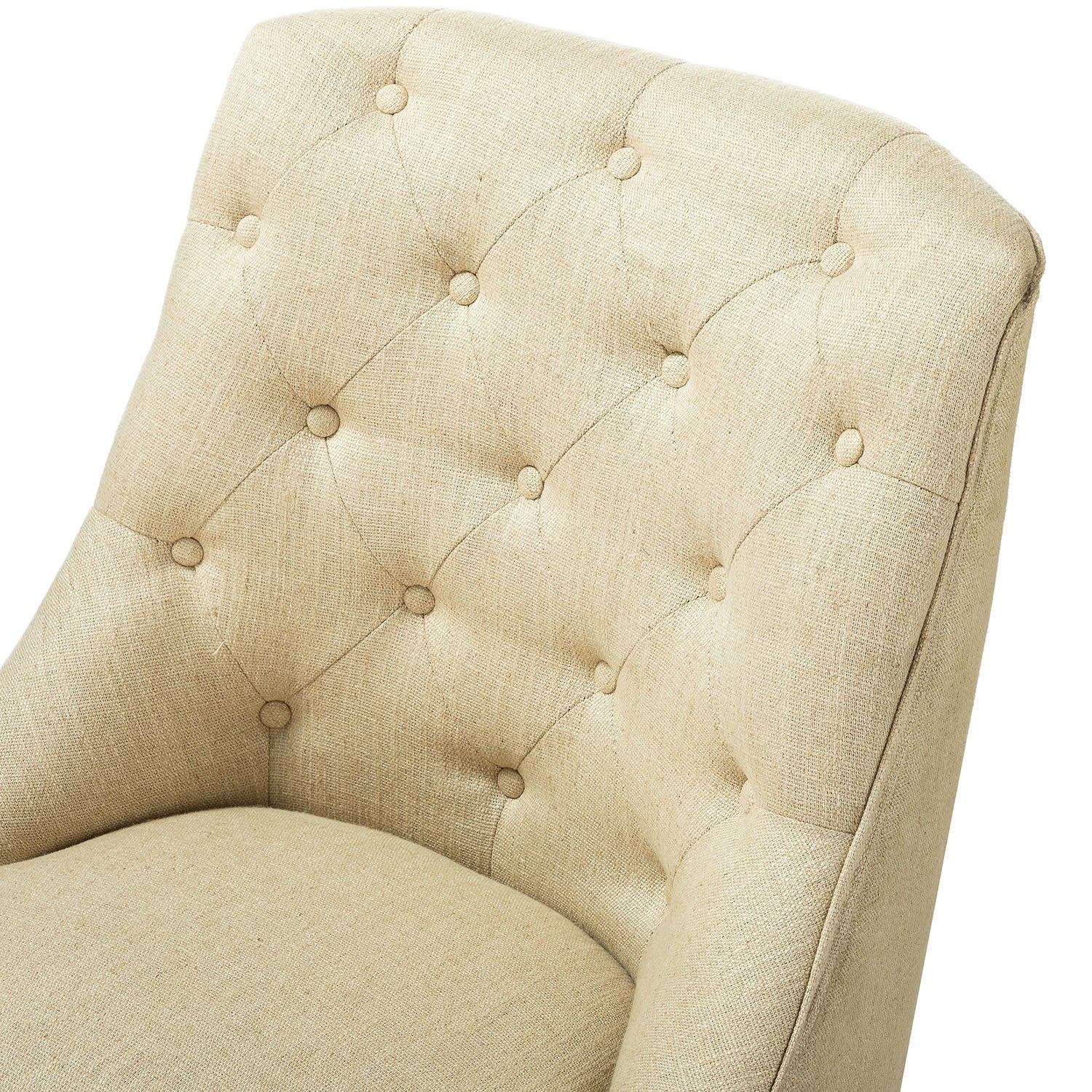 Modern Office Chair with Tufted Back - Beige