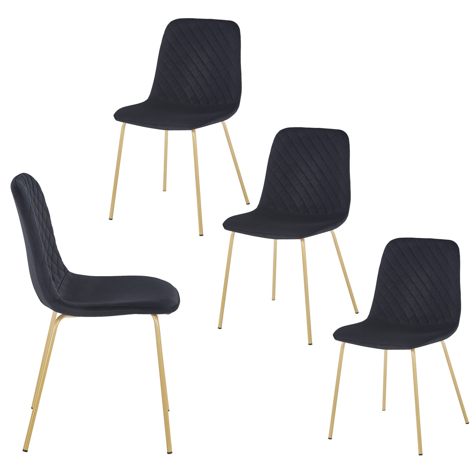 Velvet Dining Chairs Set of 4 Black
