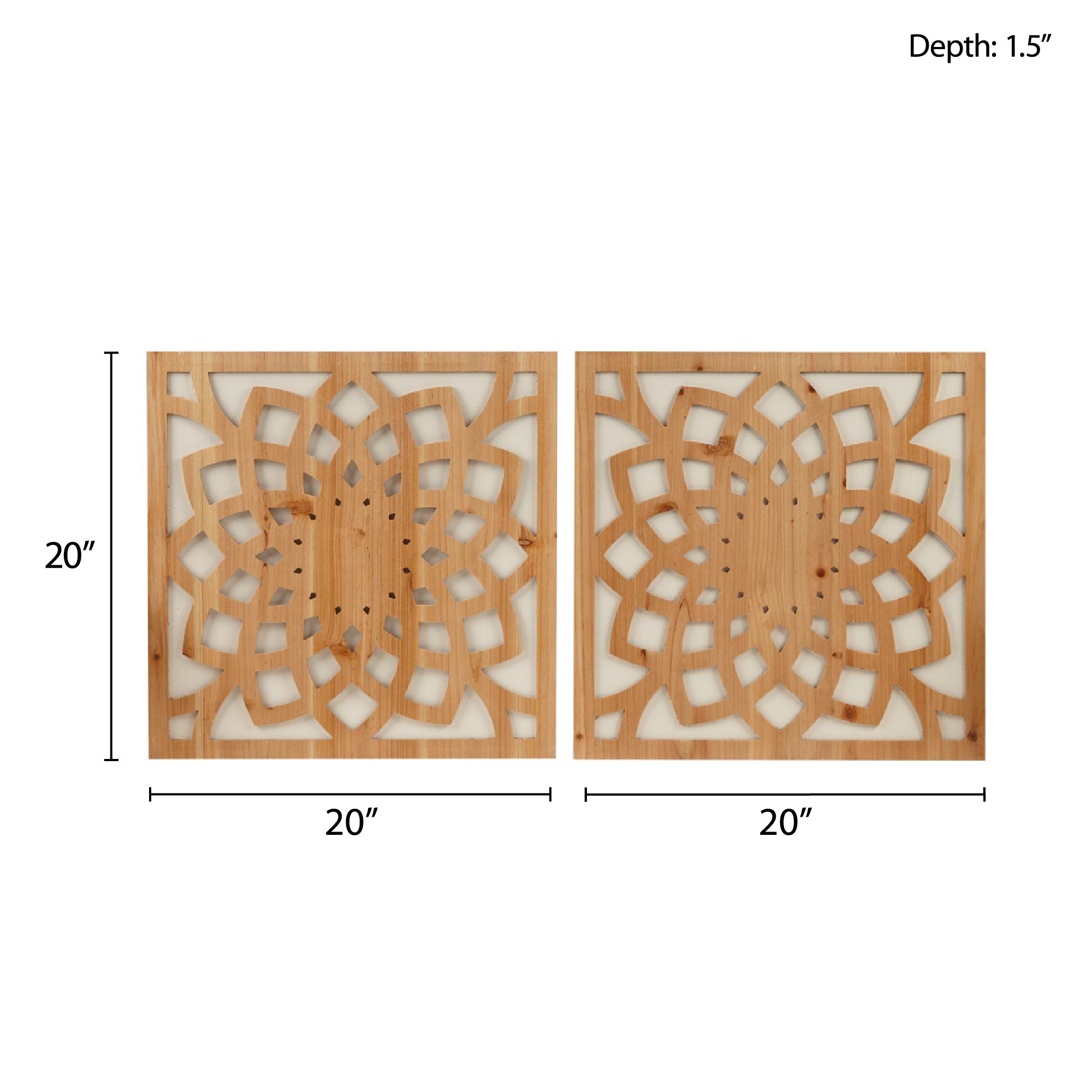 Lotus Medallion Wood Wall Decor 2 Piece set - Natural