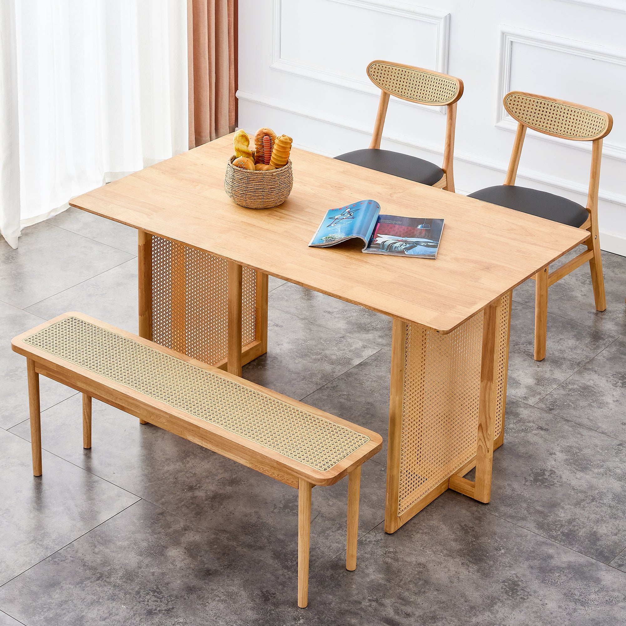 Retro Dining Table MDF Dining Table - Oak