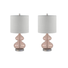 Pastel Curved Glass Table Lamp (Set of 2) - Pink