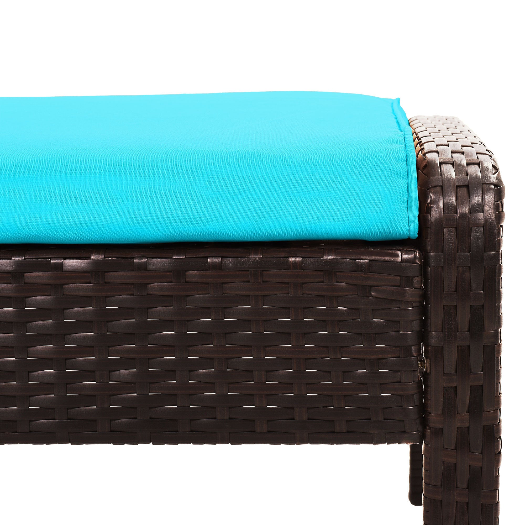 6-Piece Outdoor Patio Rattan Sofa Set with Removable Cushions and Glass Tea Table - Brown Wicker+Blue Cushion