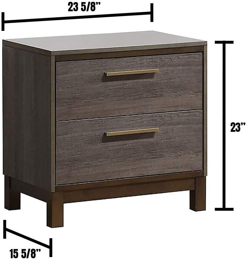 Contemporary Nightstand Two Tone Antique Gray