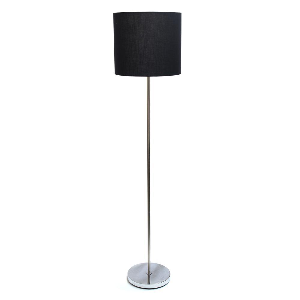 Brushed Nickel Drum Shade Floor Lamp - Black