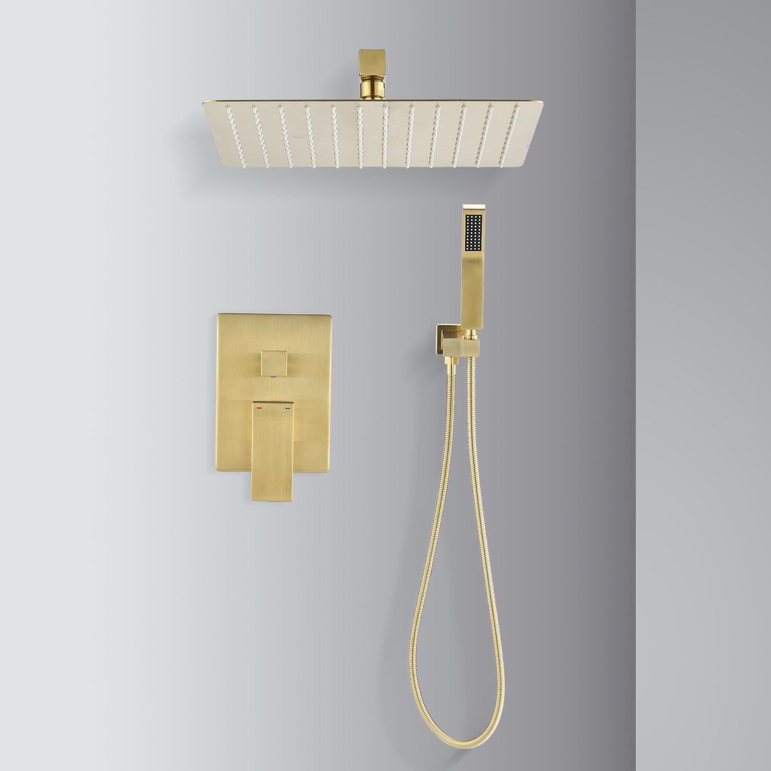 10 inch Shower Head Bathroom Luxury Rain Mixer Shower Complete Combo Set Wall Mounted - Gold