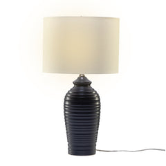 Midas 24.7" Modern LED Bedside Table Lamp with Drum-Shaped Linen Shade