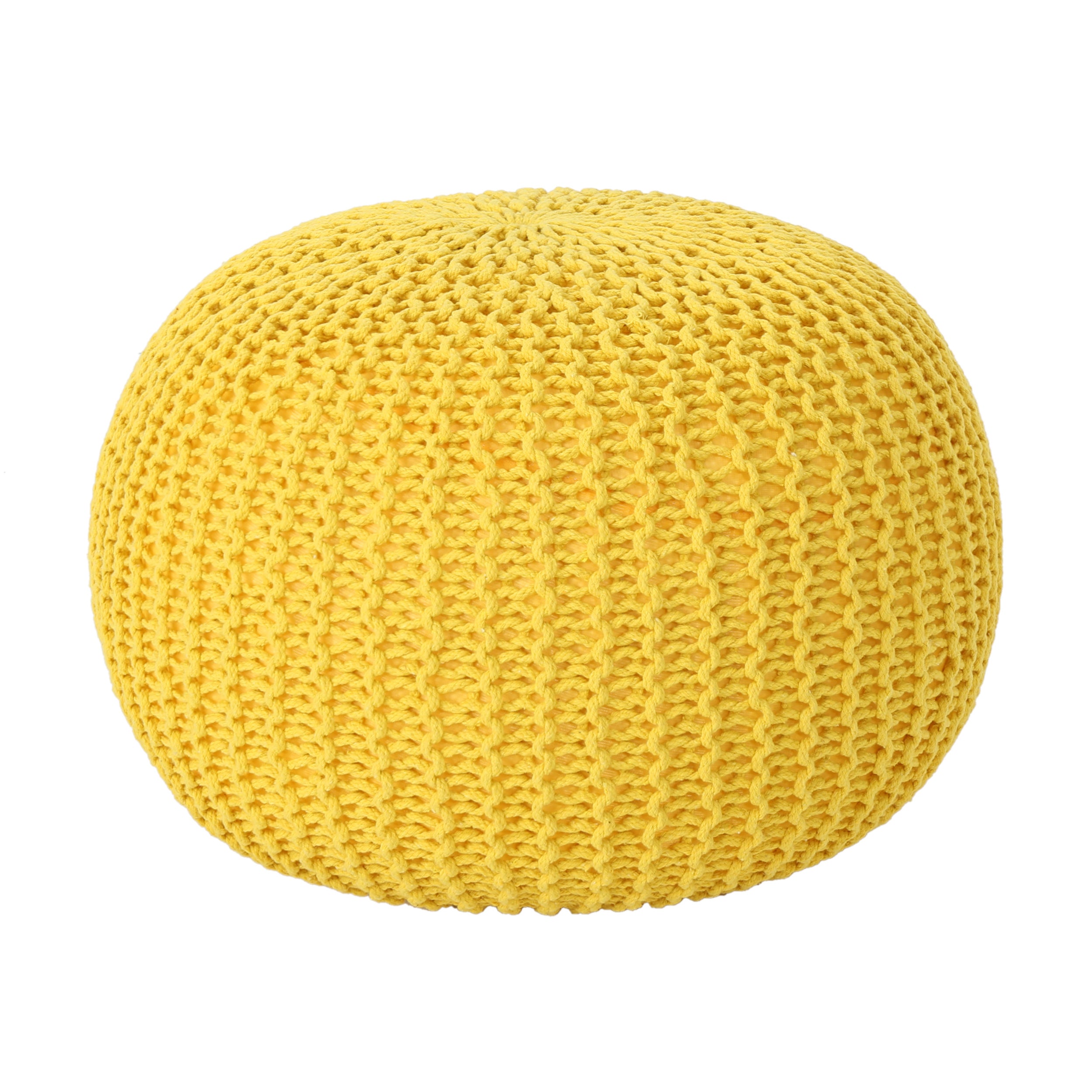 Cotton Knitted Pouf - Yellow