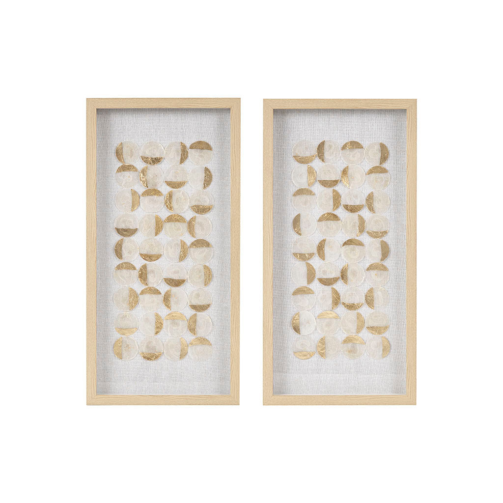 Aurelian Emblem Natural Capiz with Gold Foil 2-piece Shadowbox Wall Decor Set