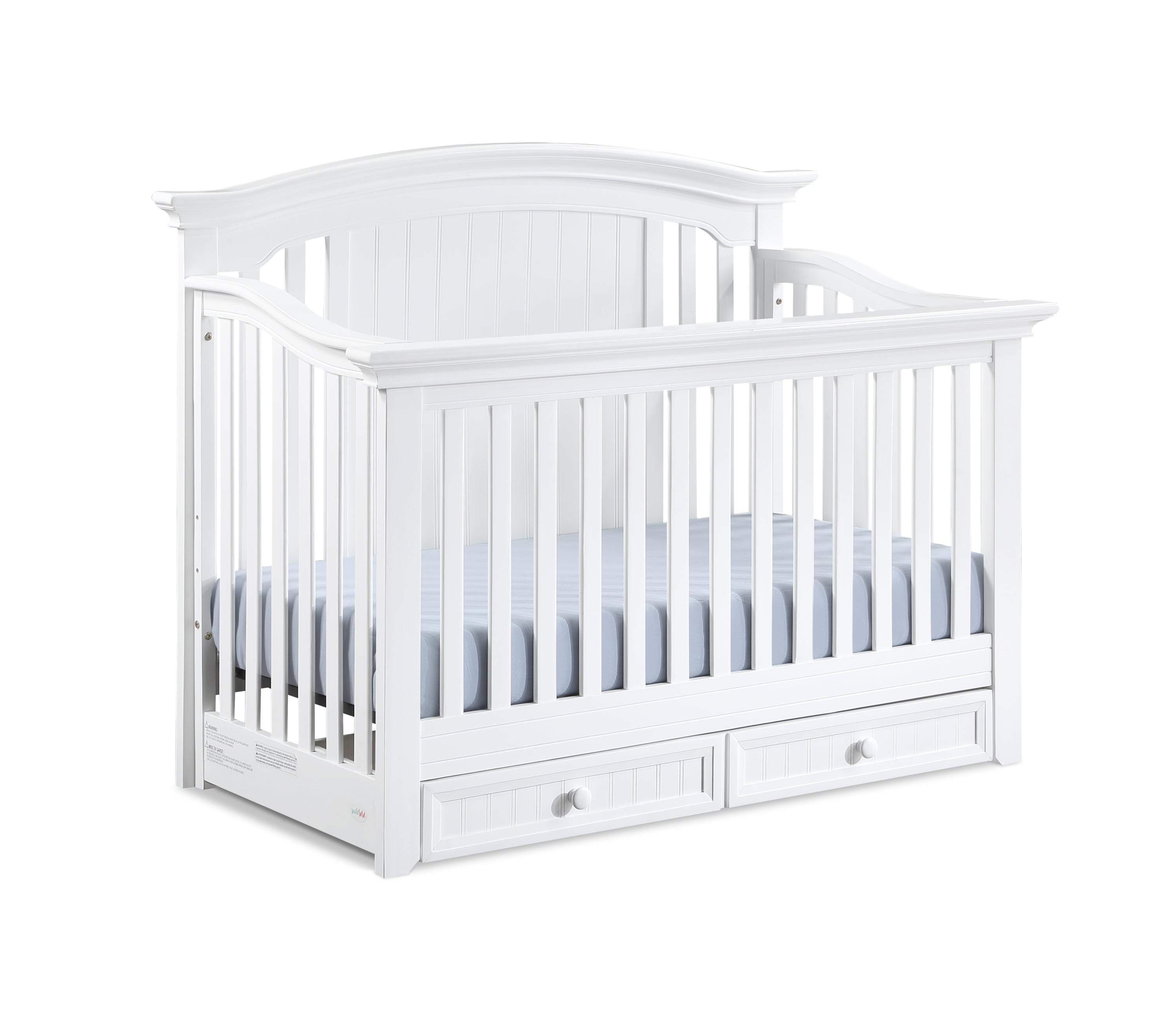 White solid Wood 4-in-1 Convertible Crib