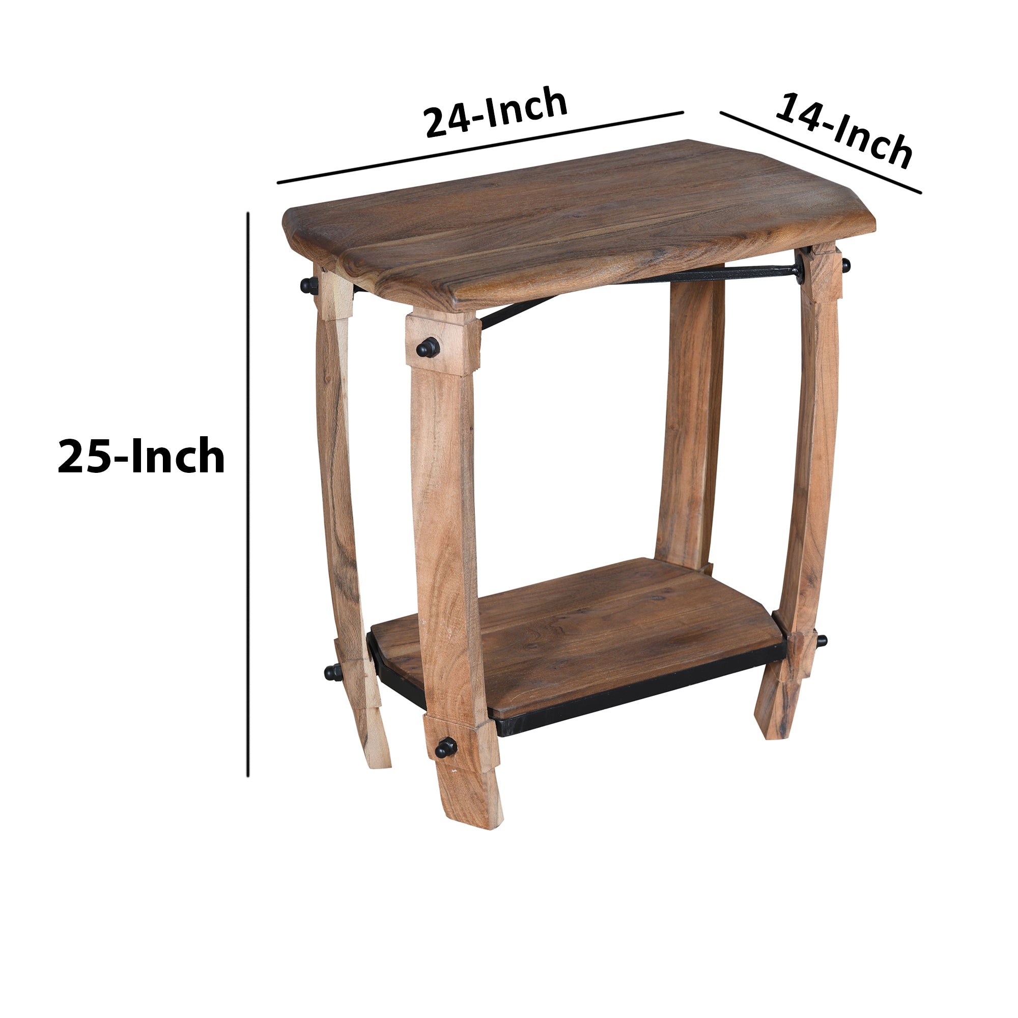 25 Inch Retro Acacia Rectangular Wood Accent Table