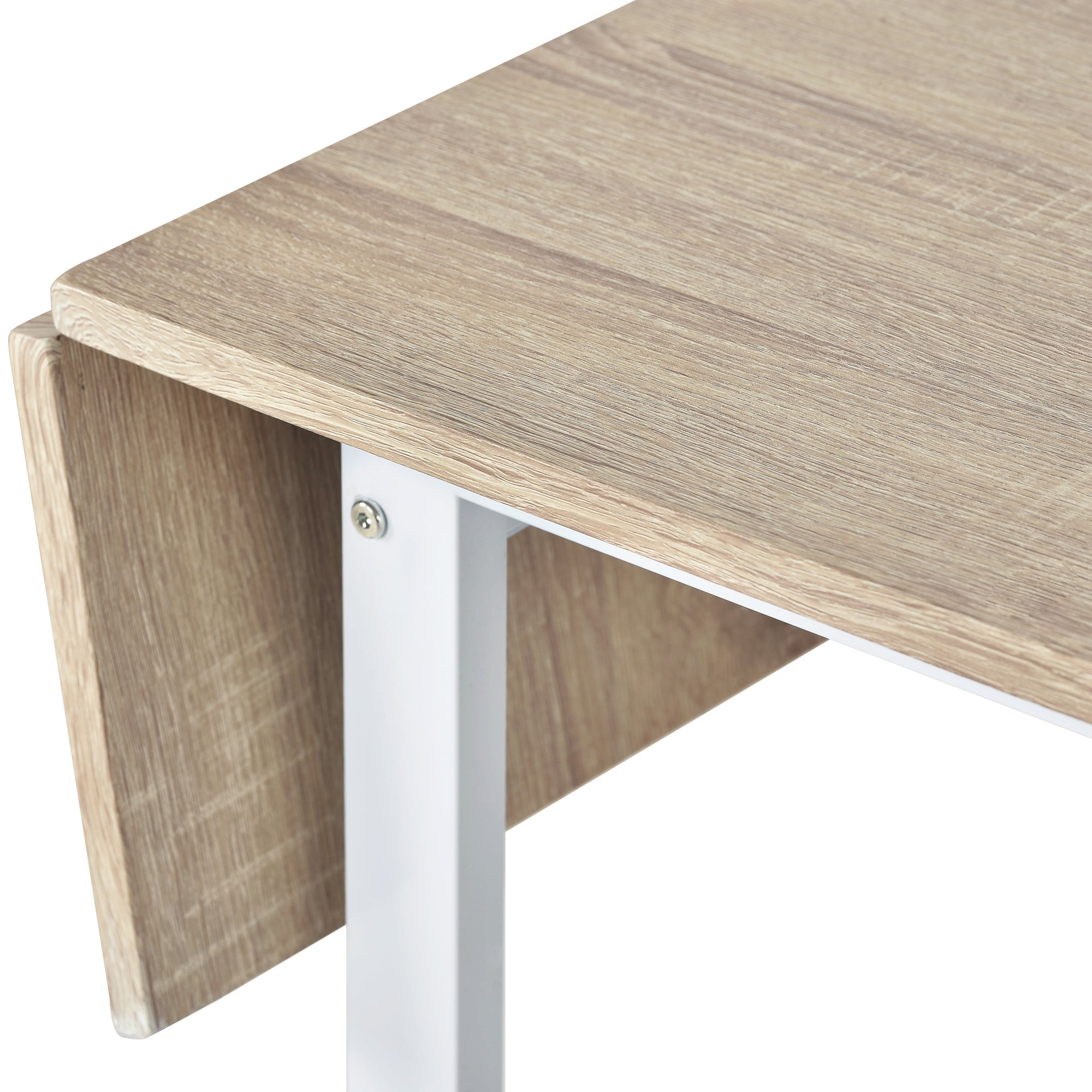 5-piece Modern Metal Dining Set with 1 Leaf Dining Table and 4 chairs - Oak Finish