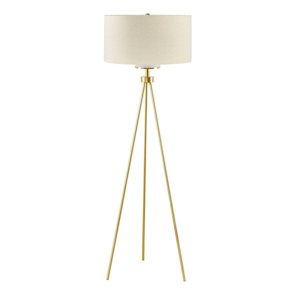 Pacific Metal Tripod Floor Lamp with Glass Shade - Gold