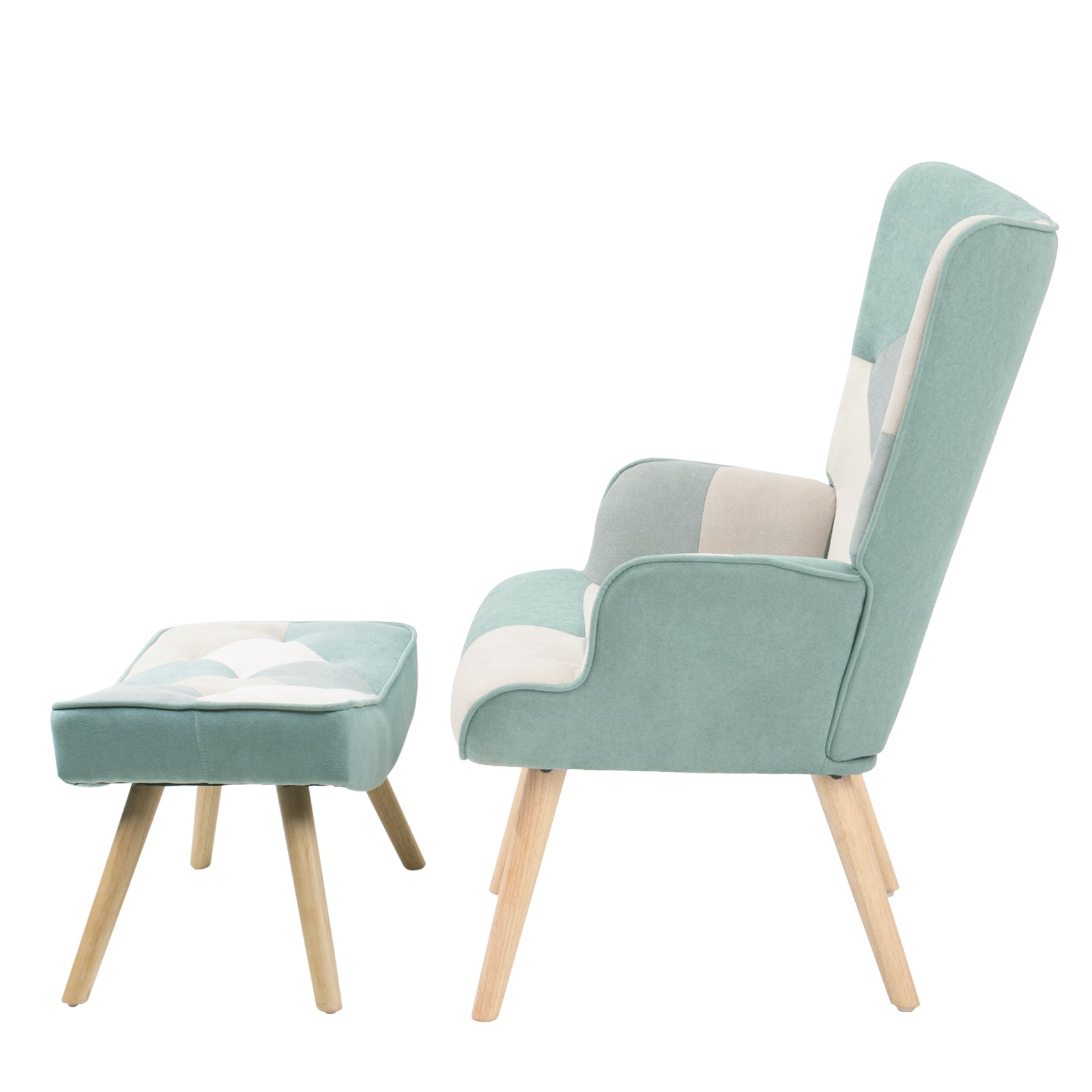 Accent Chair with Ottoman, Comfy Side Armchair for Bedroom