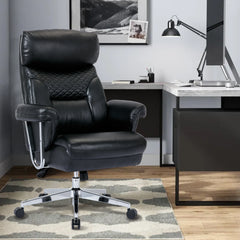 High Back Executive Office Chair 300lbs-Ergonomic Leather Computer Desk Chair - Black