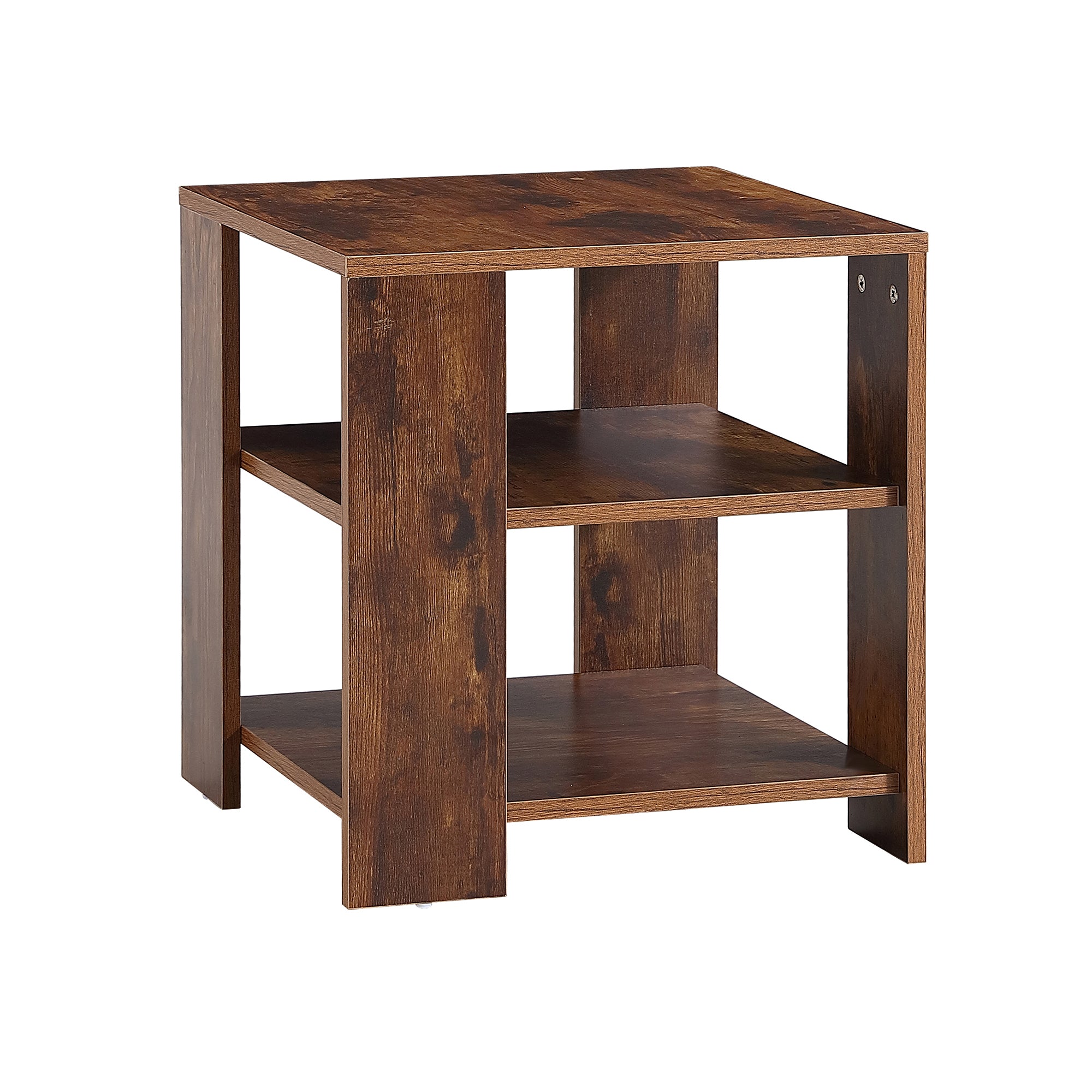 Square 3-tier end Accent Table Rustic Brown