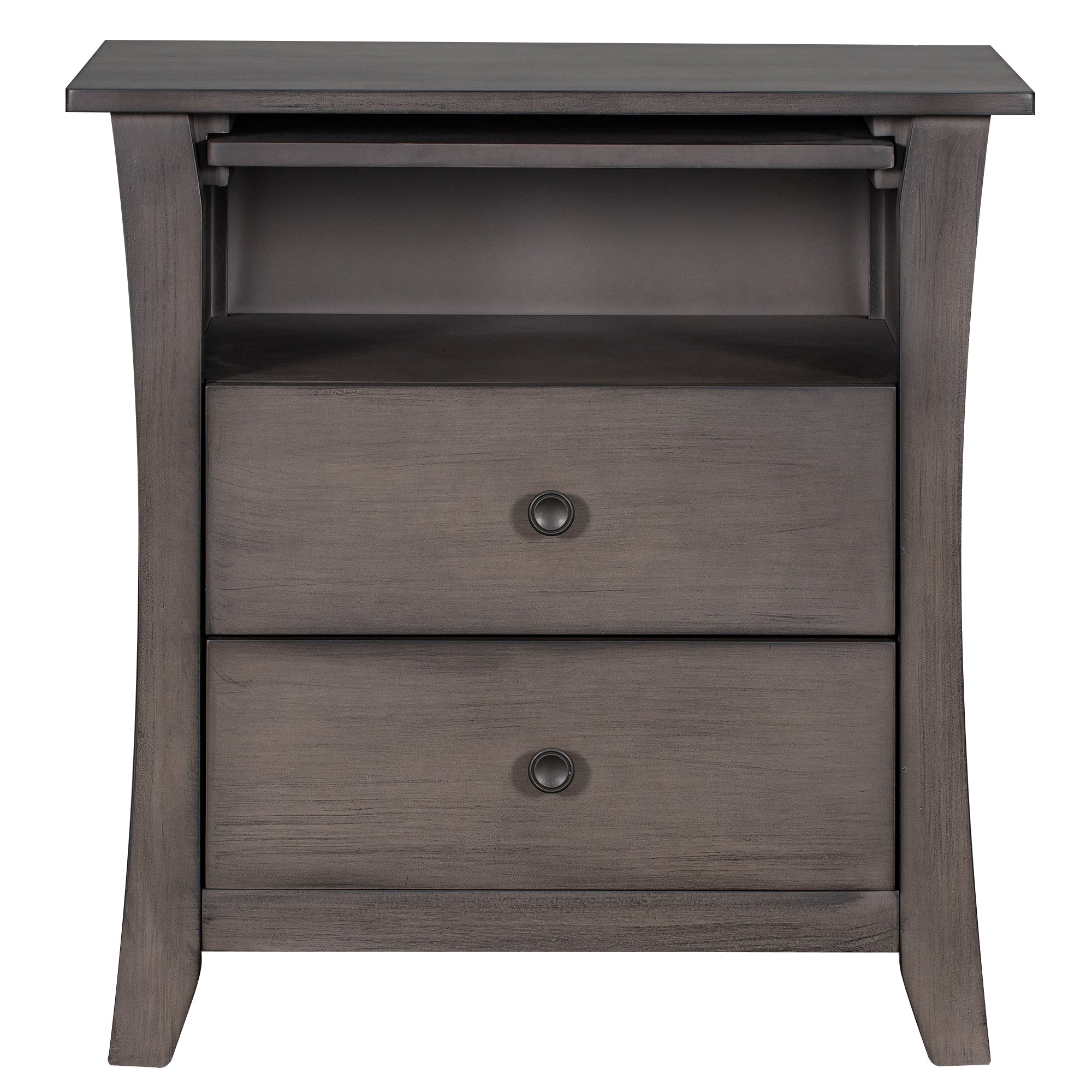 Multifunctional Storage Nightstand with 2 Drawers and an open cabinet - Grey
