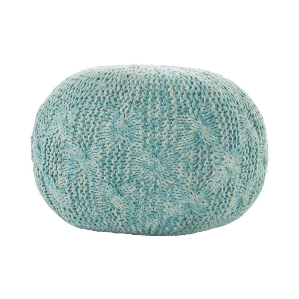 Handcrafted Modern Fabric Weave Pouf - Aqua Blue