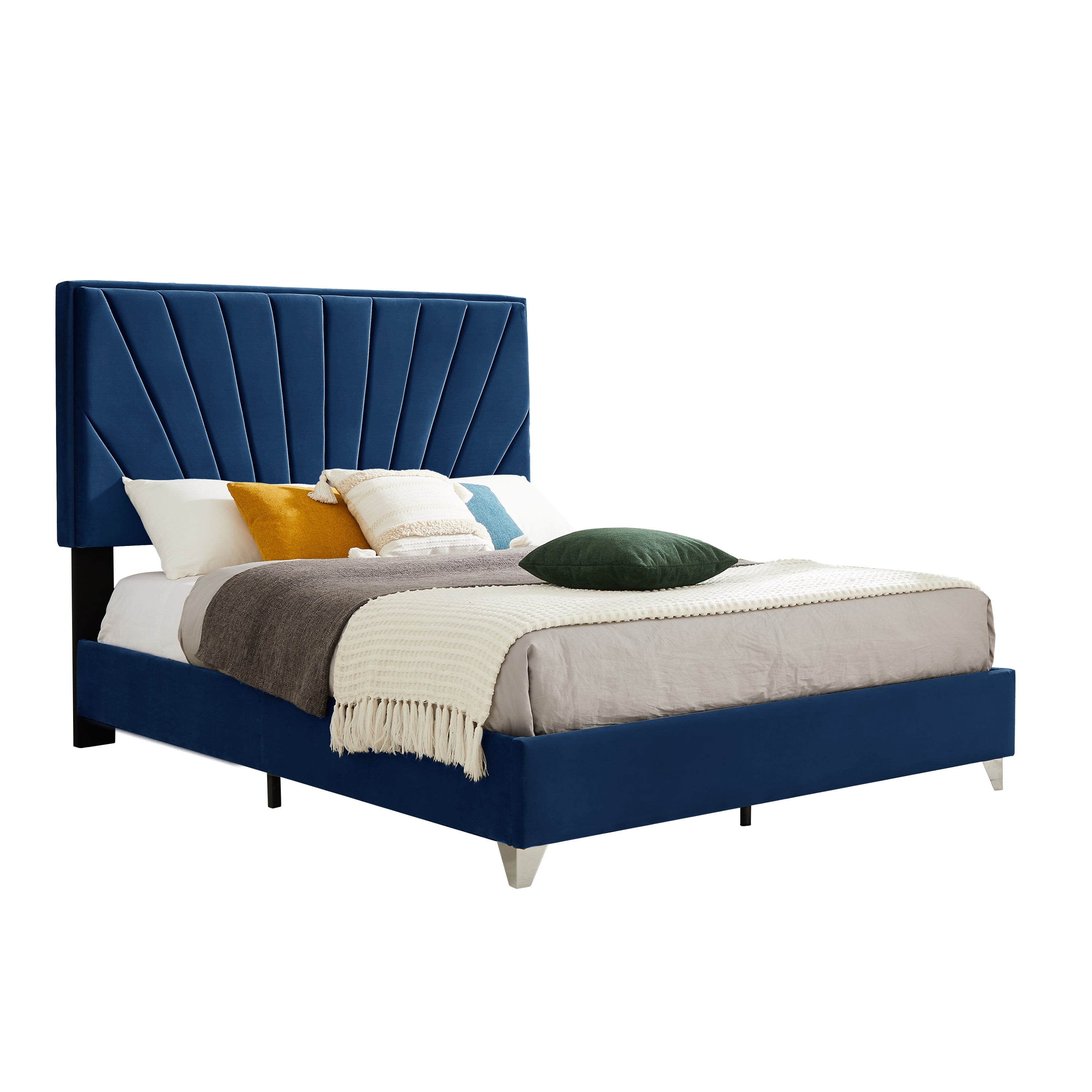 Full Bed Line Stripe Cushion Headboard  - Blue Navy
