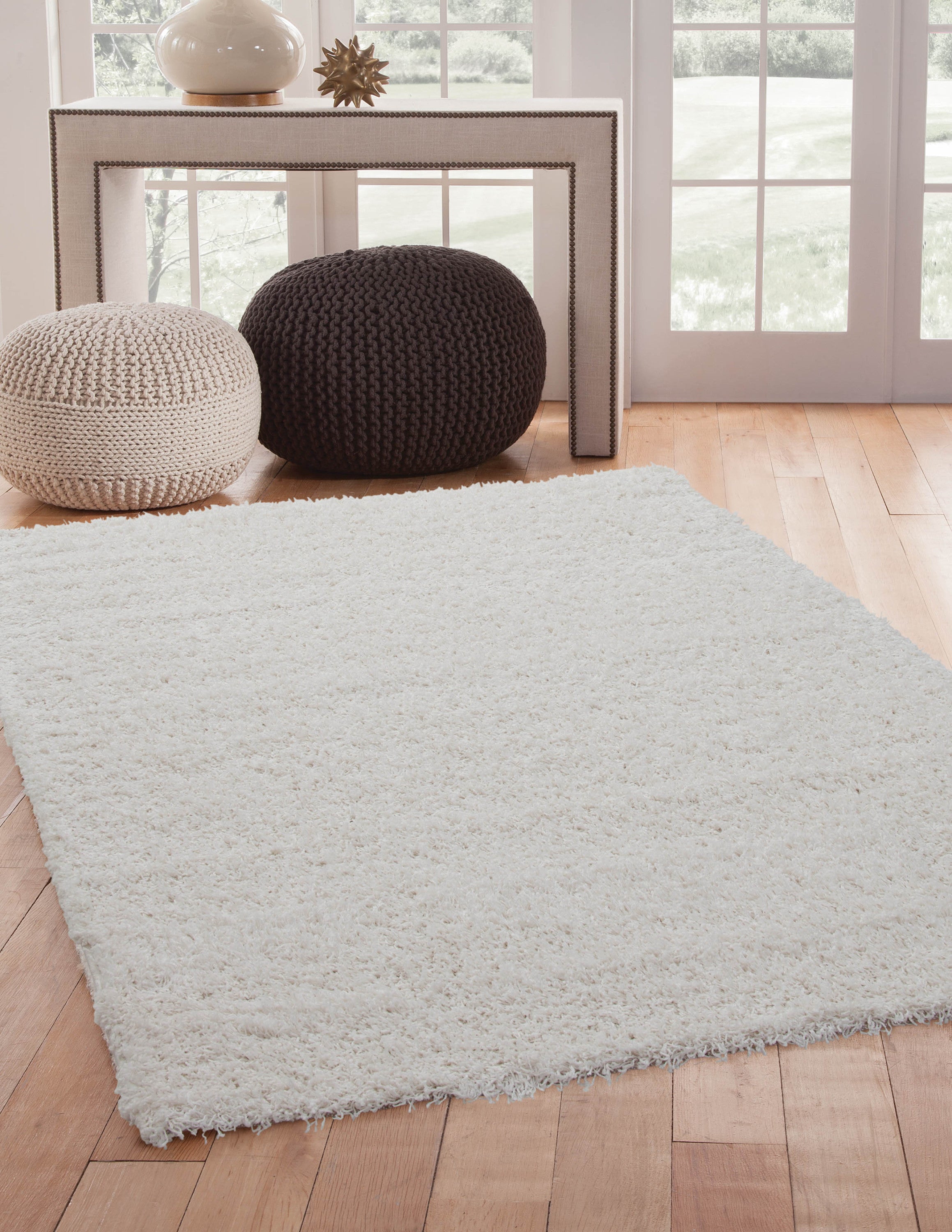Shag White Area Rug