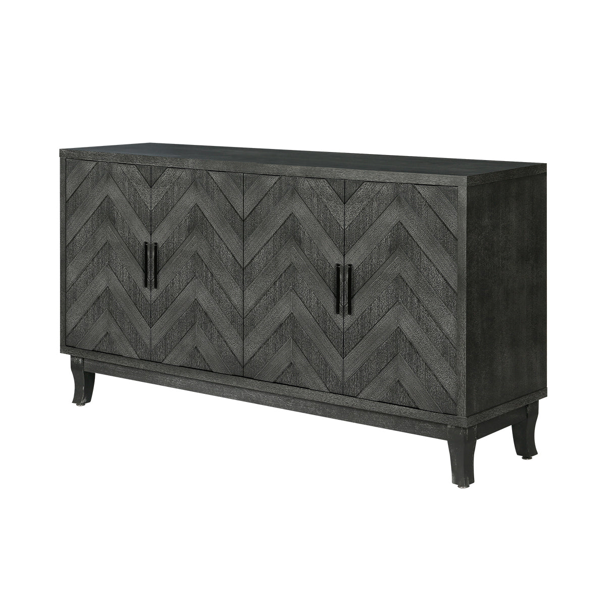 Stronger Vintage Style Buffet Cabinet, Lacquered Accent Storage 4 Door Wooden Cabinets,Thickened Sideboard Storage Cabinet - Taupe Grey