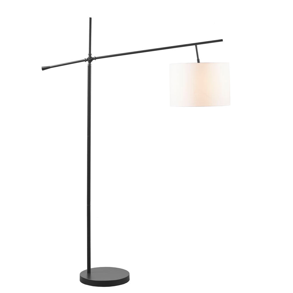 Bronze Adjustable Arched Floor Lamp with Drum Shade