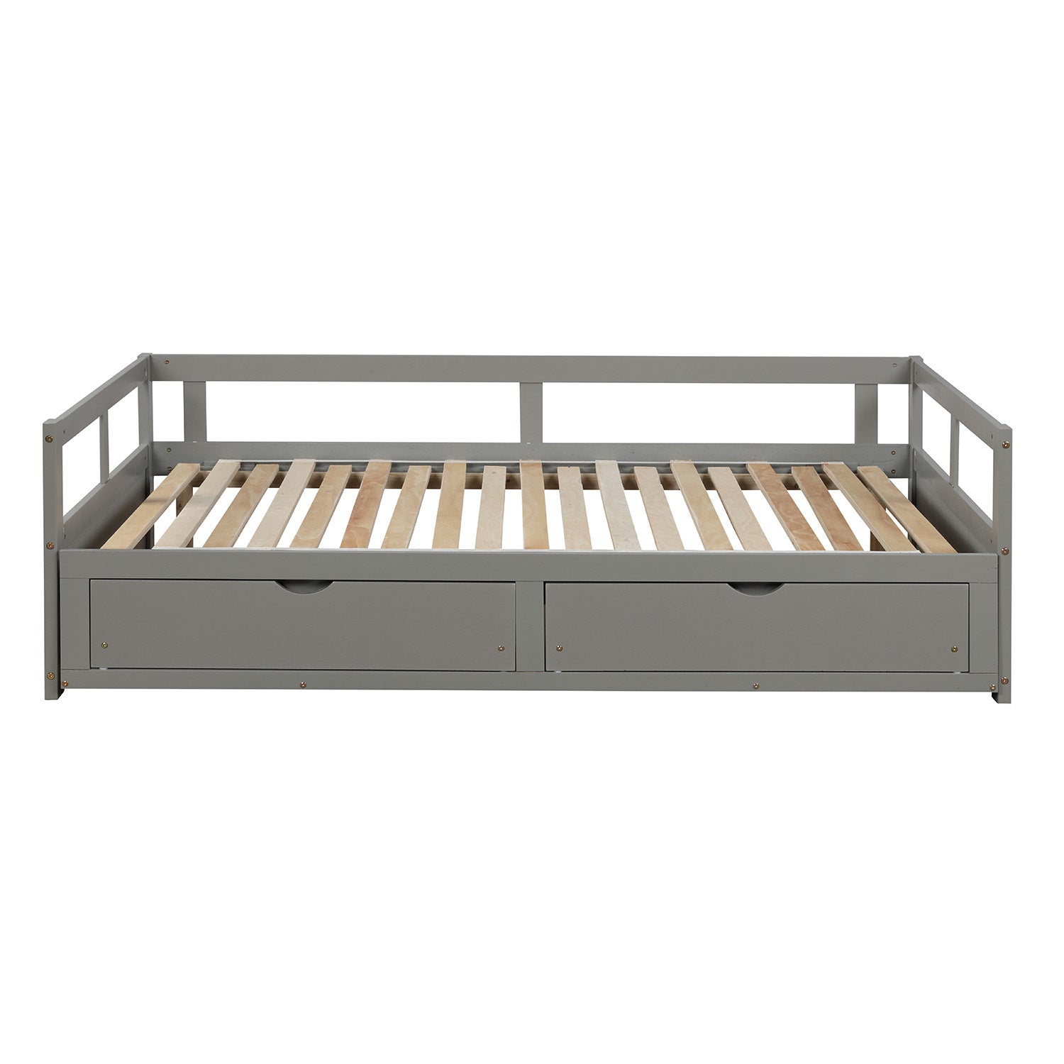 Extendable Daybed with Trundle Bed and Two Storage Drawers - Gray