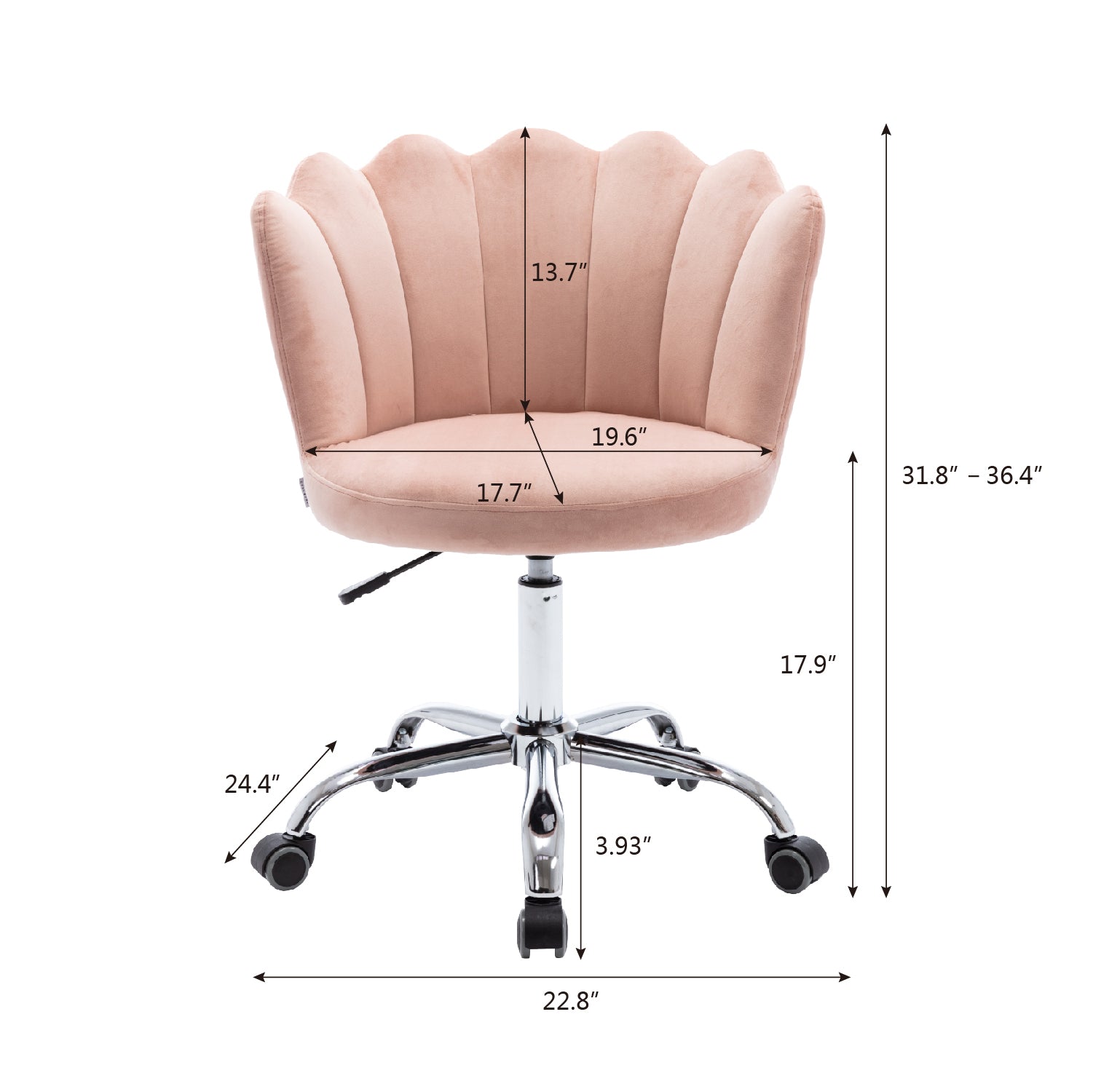 Velvet Swivel Shell Chair - Pink