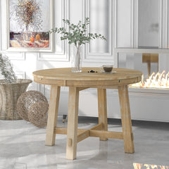 Farmhouse Round Extendable Dining Table 16" (Natural Wood Wash)