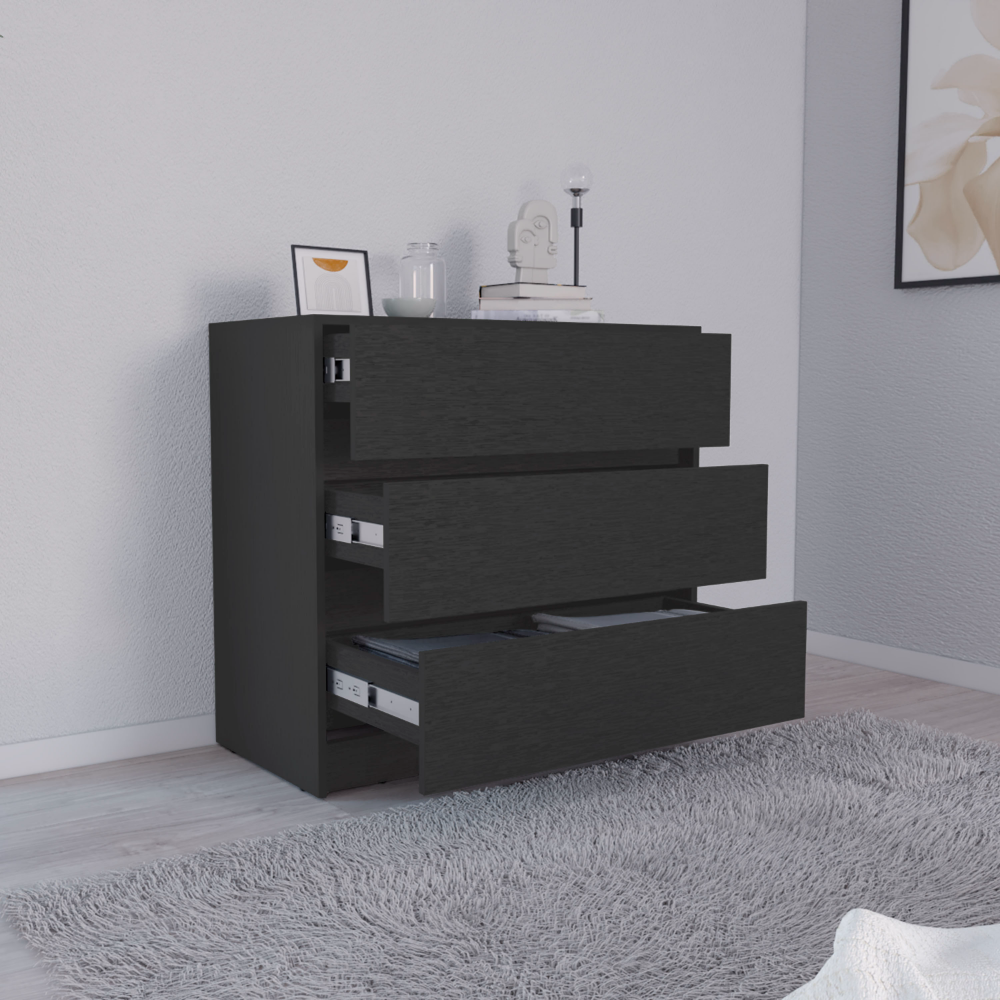 Austin Three Drawer Dresser, Pull Out Mechanism - Black