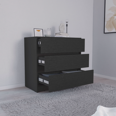 Austin Three Drawer Dresser, Pull Out Mechanism - Black