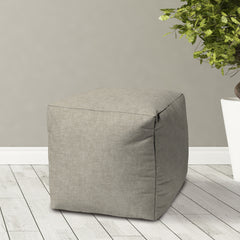 Light Taupe Indoor/Outdoor Pouf - Zipper Cover with Polystyrene Bead Insert