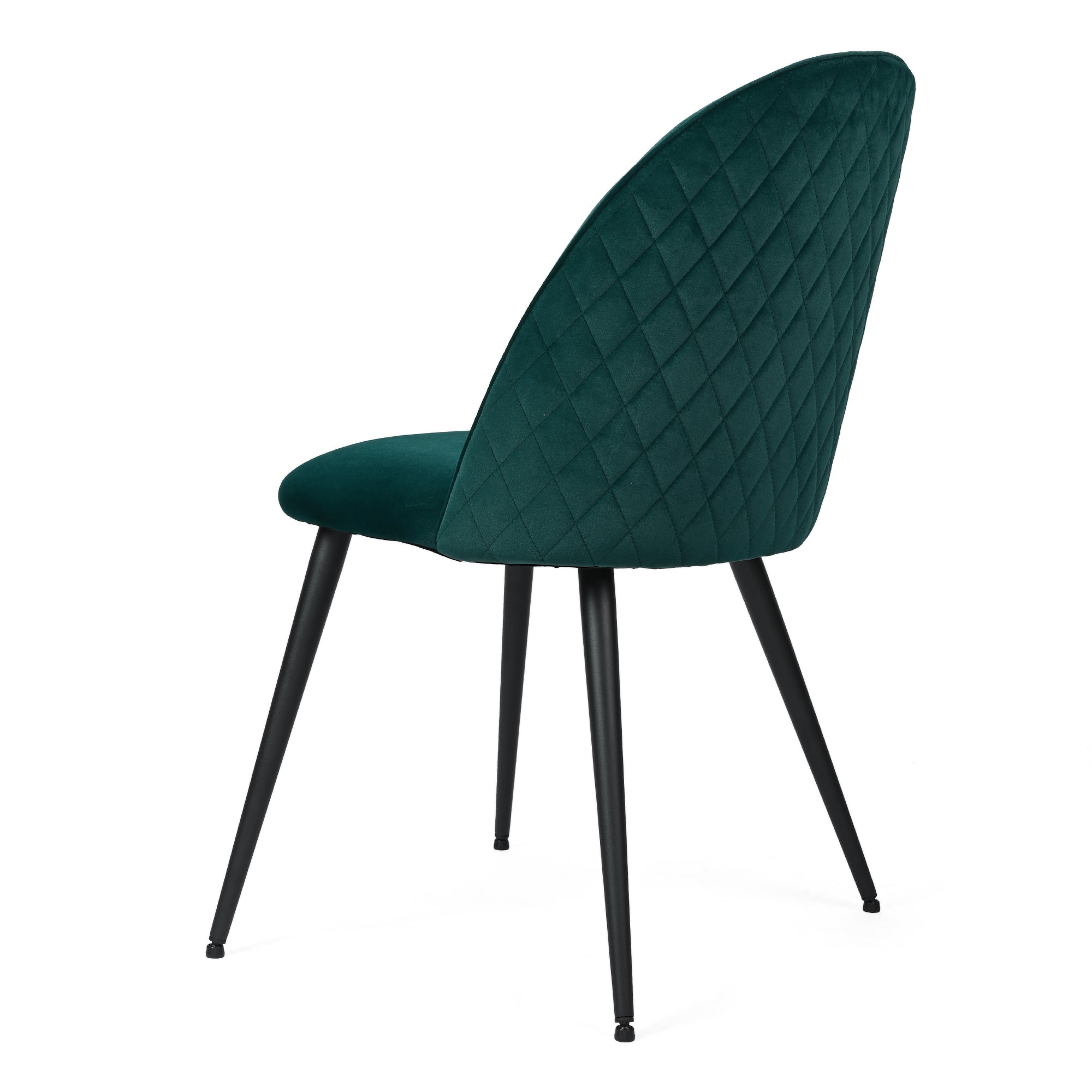 Classic Velvet Dining Chairs with Metal Black Legs (Set of 4) - Green