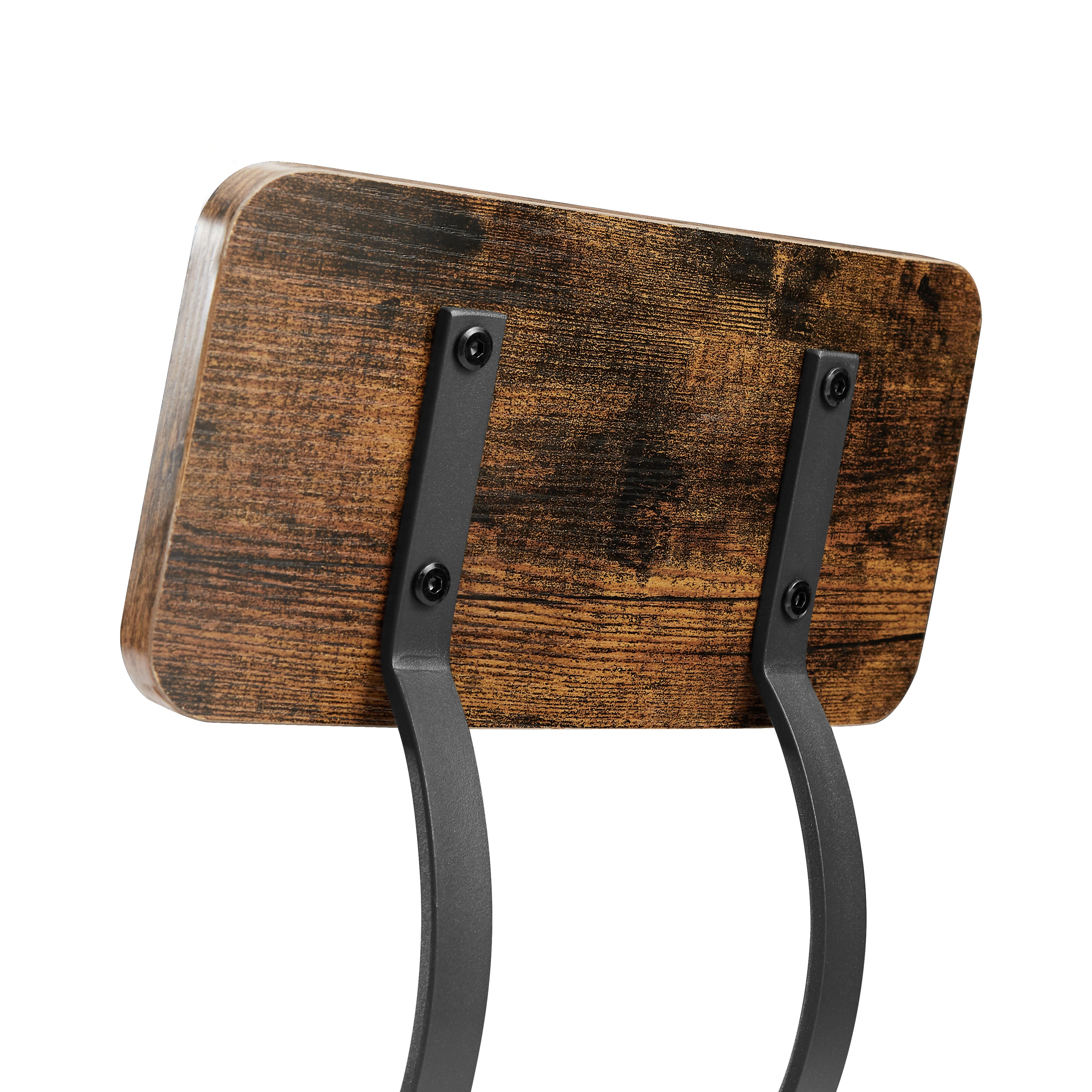 High Bar Stool With Backrest PU Soft Seat Cushion and Footrest (Set of 2) - Rustic Brown