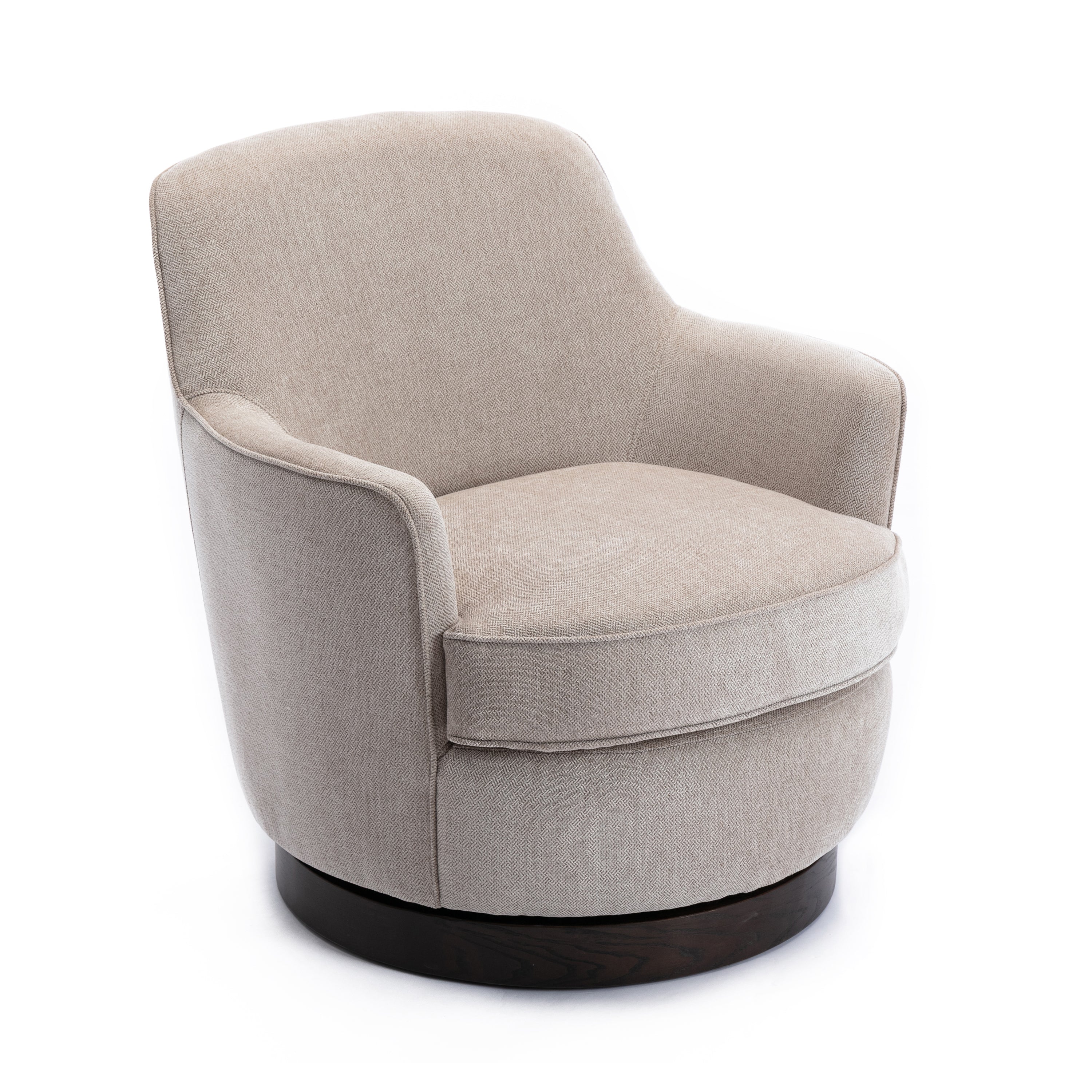 Oatmeal Wood Base Swivel Chair - Natural