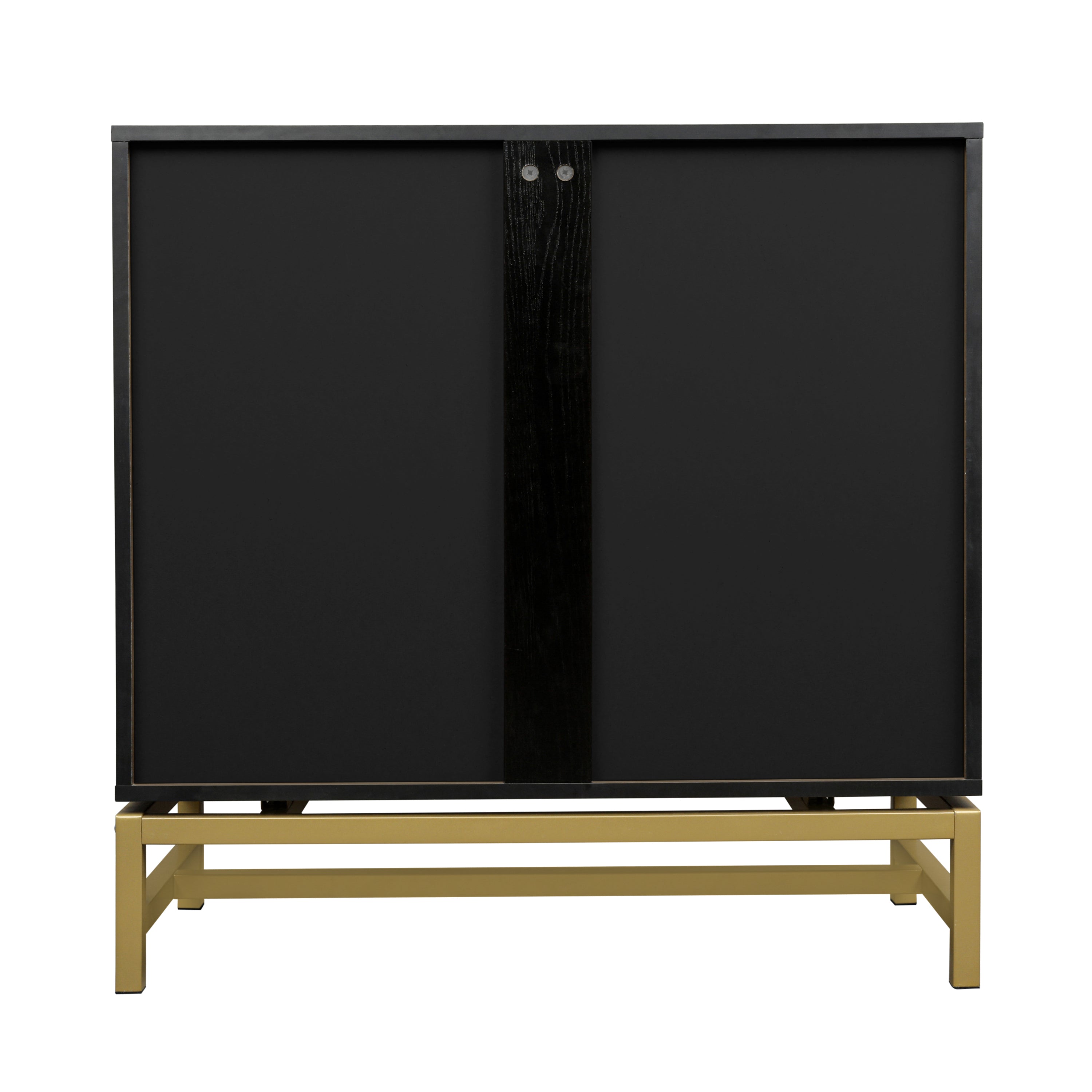 Natural Rattan 2 Door Cabinet - Black