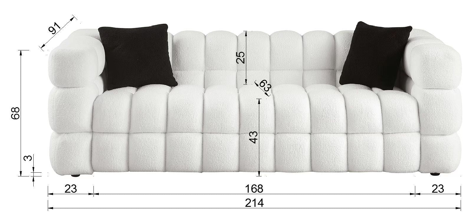Marshmallow Sofa Boucle 3 seater - White