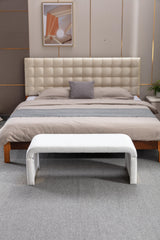 Boucle Fabric Footstool Bedroom Bench With Gold Metal Legs