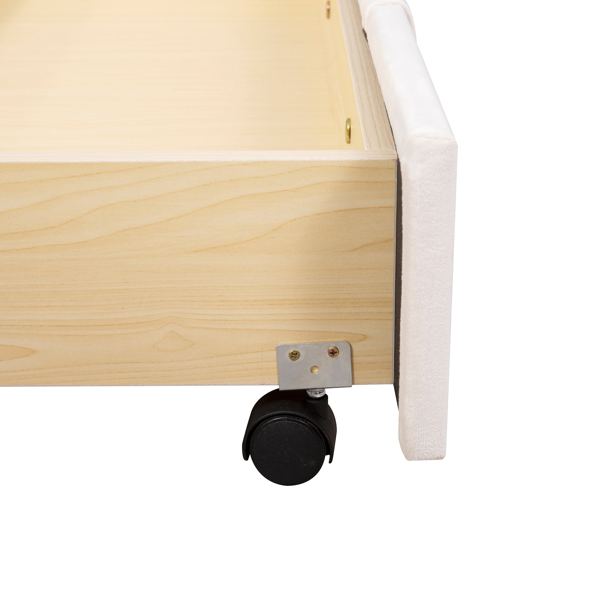 Queen Size Storage Bed Velvet Upholstered Platformwith a Big Drawer - Beige