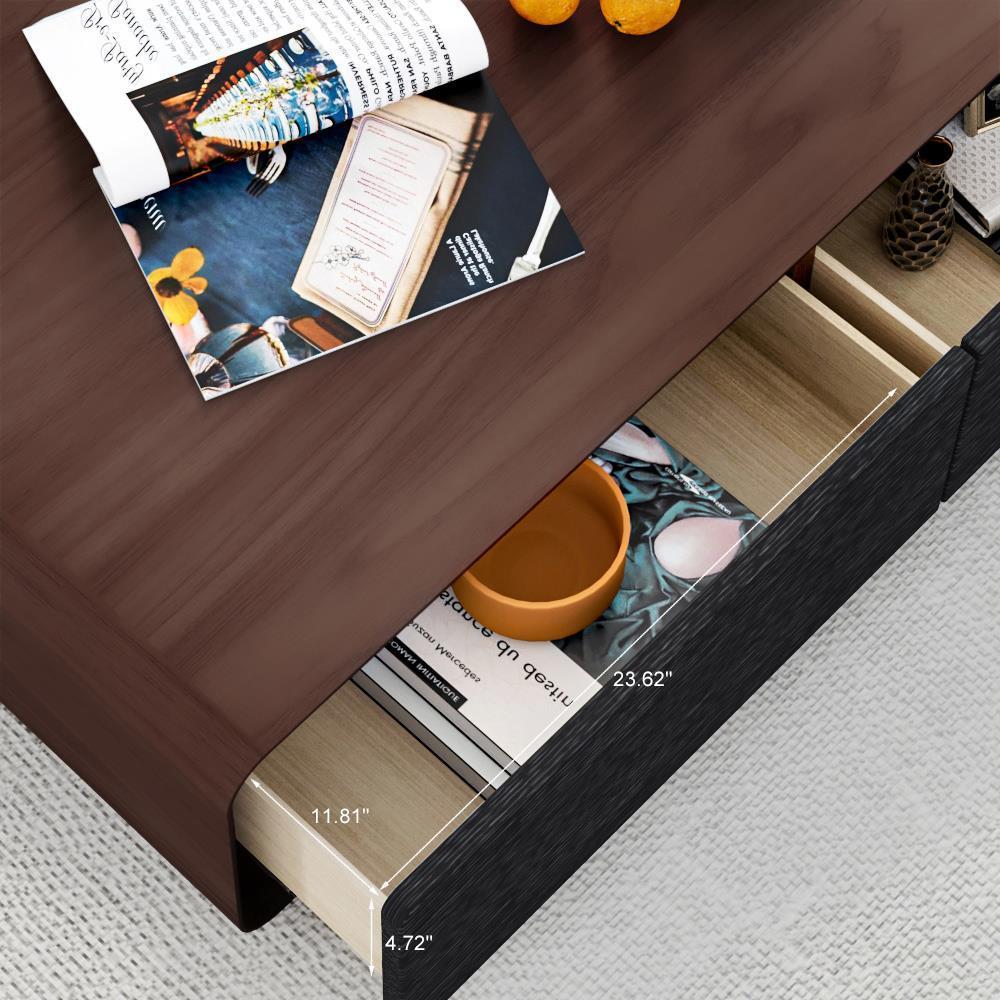 Walnut Black Wood Coffee Table with Storage 51"