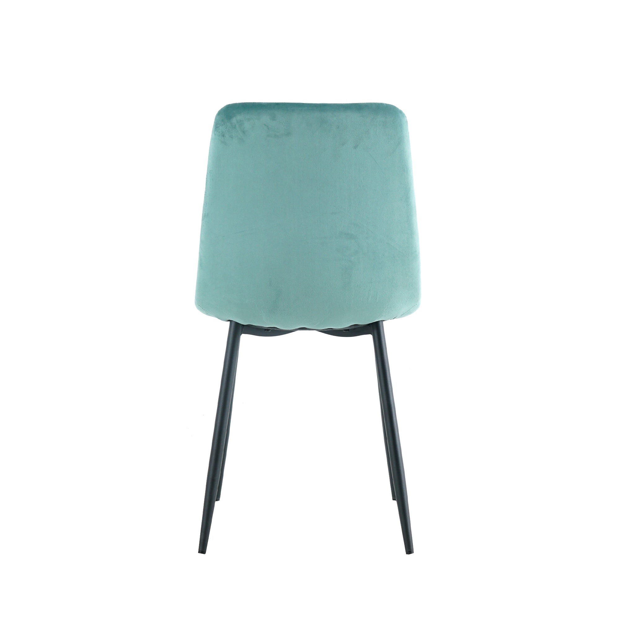 Modern Velvet Dining Chairs with Cushion Seat Back Black Coated Legs (Set of 4) - Antique Blue Green