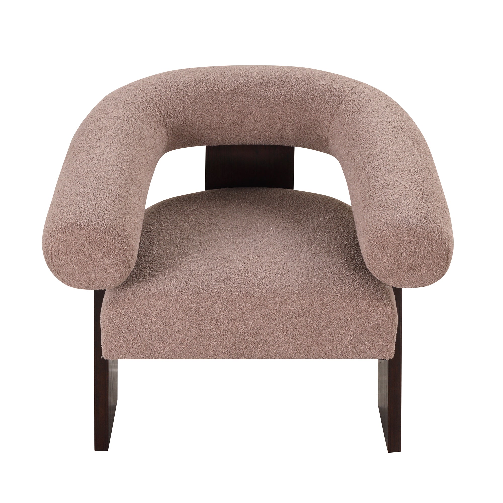 The Curved Wishbone Frame Accent Chair Teddy Velvet - Light Brown
