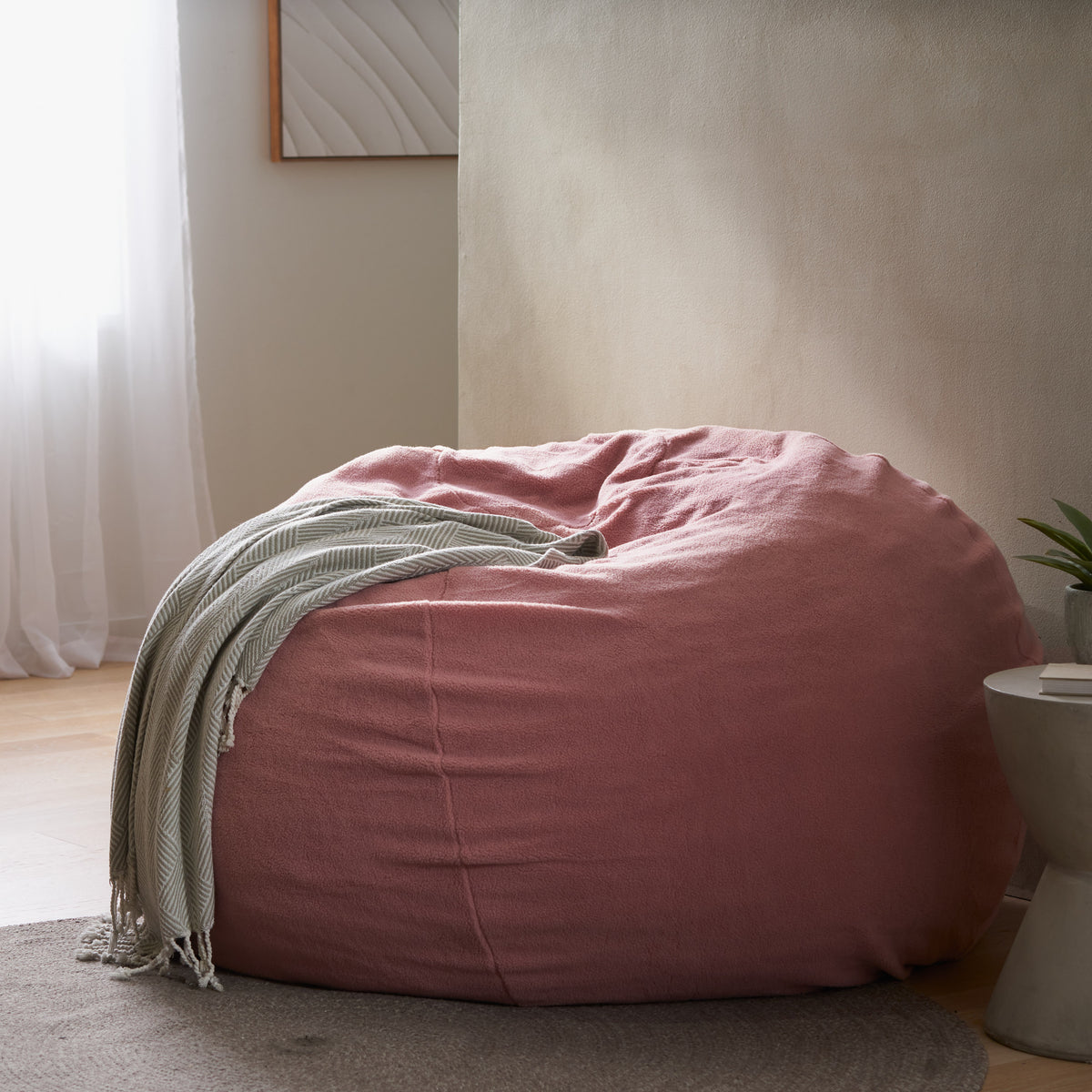 Mead Shearling 5 Ft. Bean Bag - Brush Pink Teddy