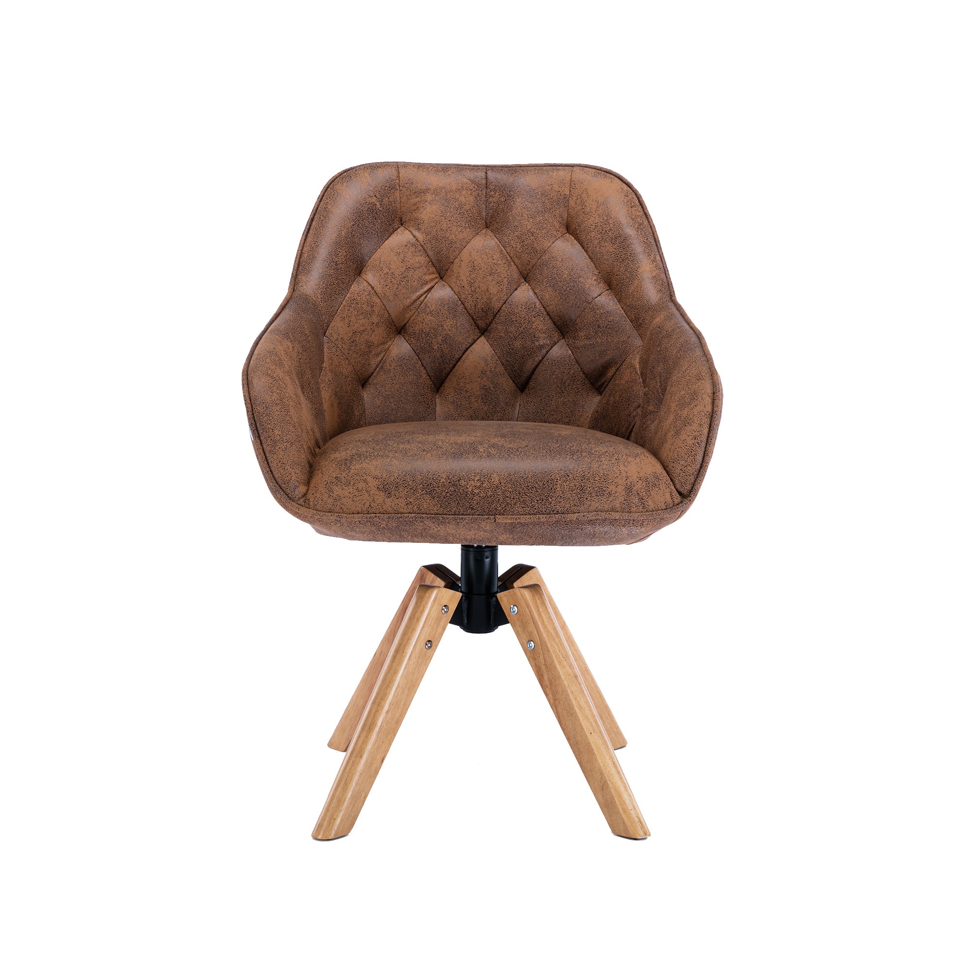 Solid Wood Tufted Upholstered Armless Chair - Coffee Brown
