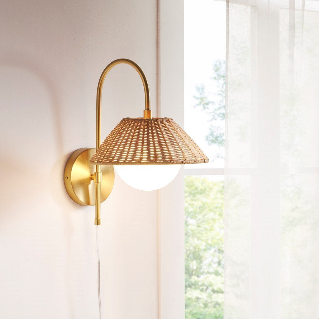 Laguna Rattan Weave Wall Sconce - White