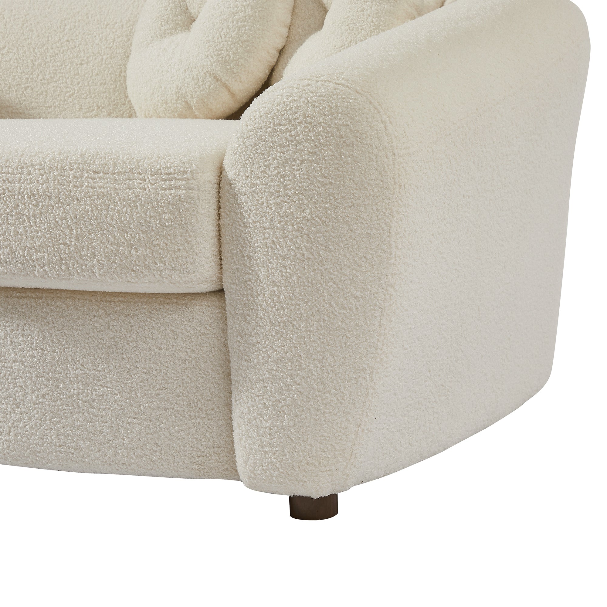 87.7" Modern Curved Sofa, Back Upholstered Couch with 5 Decorative Throw Pillows - Teddy Beige