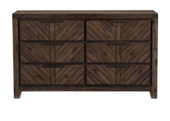 Modern-Rustic Design 1pc Wooden Dresser of 6x Drawers Distressed Espresso Finish