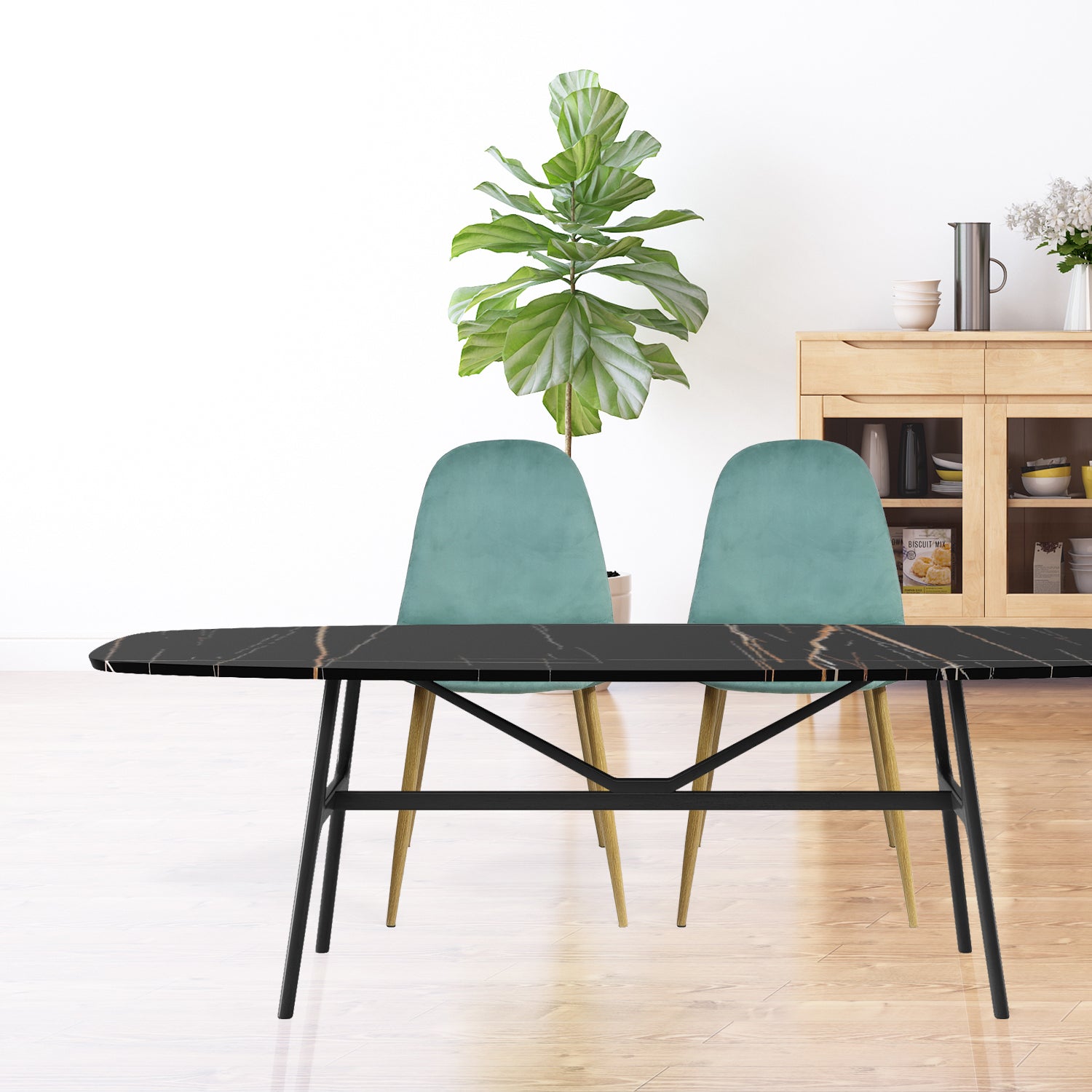 Mid Century Modern Side Dining Chairs (Set of 4) - Light Green