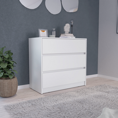Austin Three Drawer Dresser, Pull Out Mechanism - White