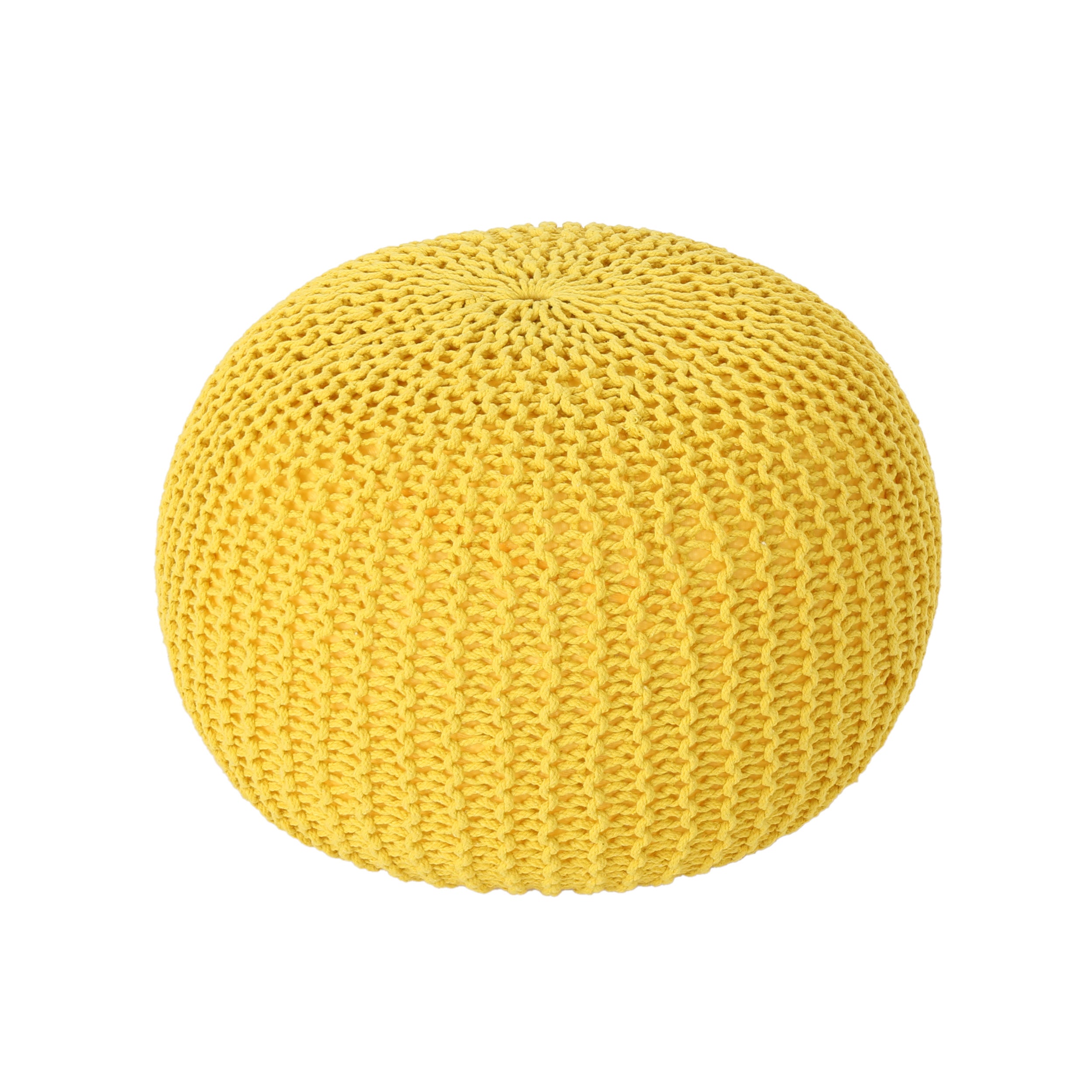 Cotton Knitted Pouf - Yellow
