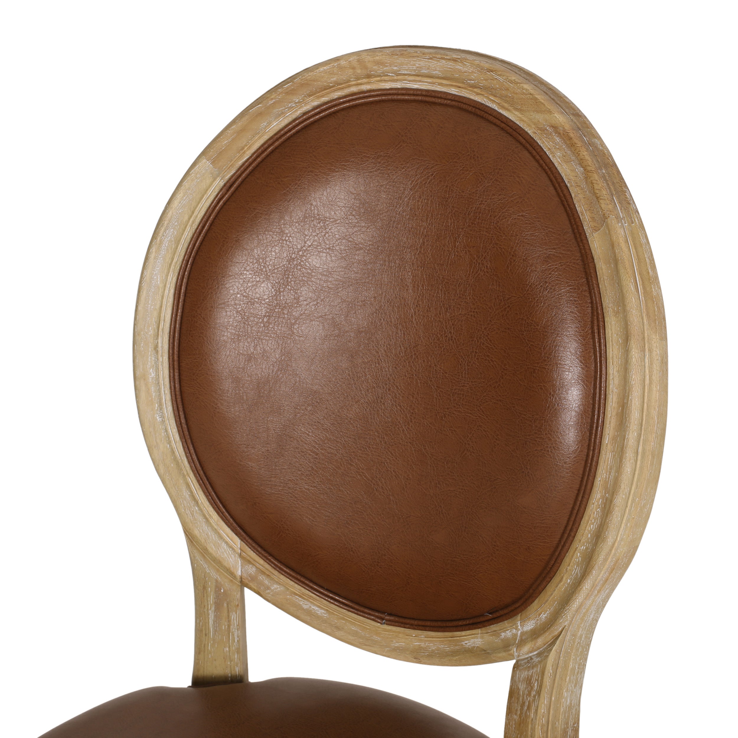 French Country Upholstered Swivel Office Chair - Natural/Brown